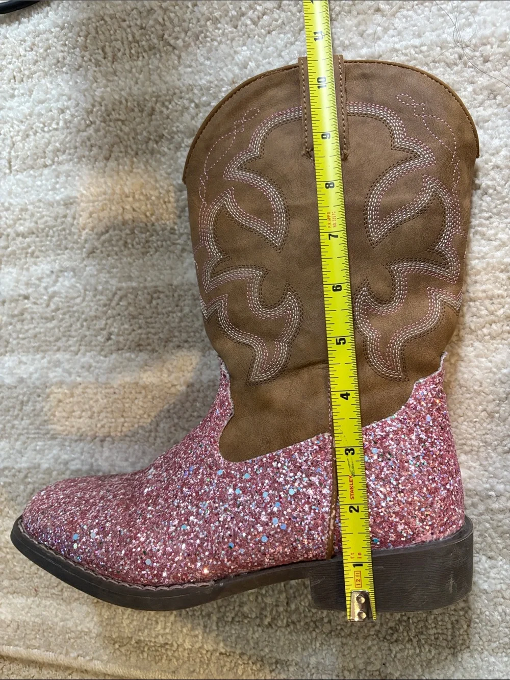 Roper Pink Glitter Gypsy Western Square Toe Cowboy Boots Little Kids Size 3